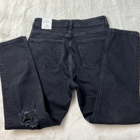 NWT Zara Black High-Rise Ankle Length Slim Jeans In Black Sz:10 - Picture 16 of 16